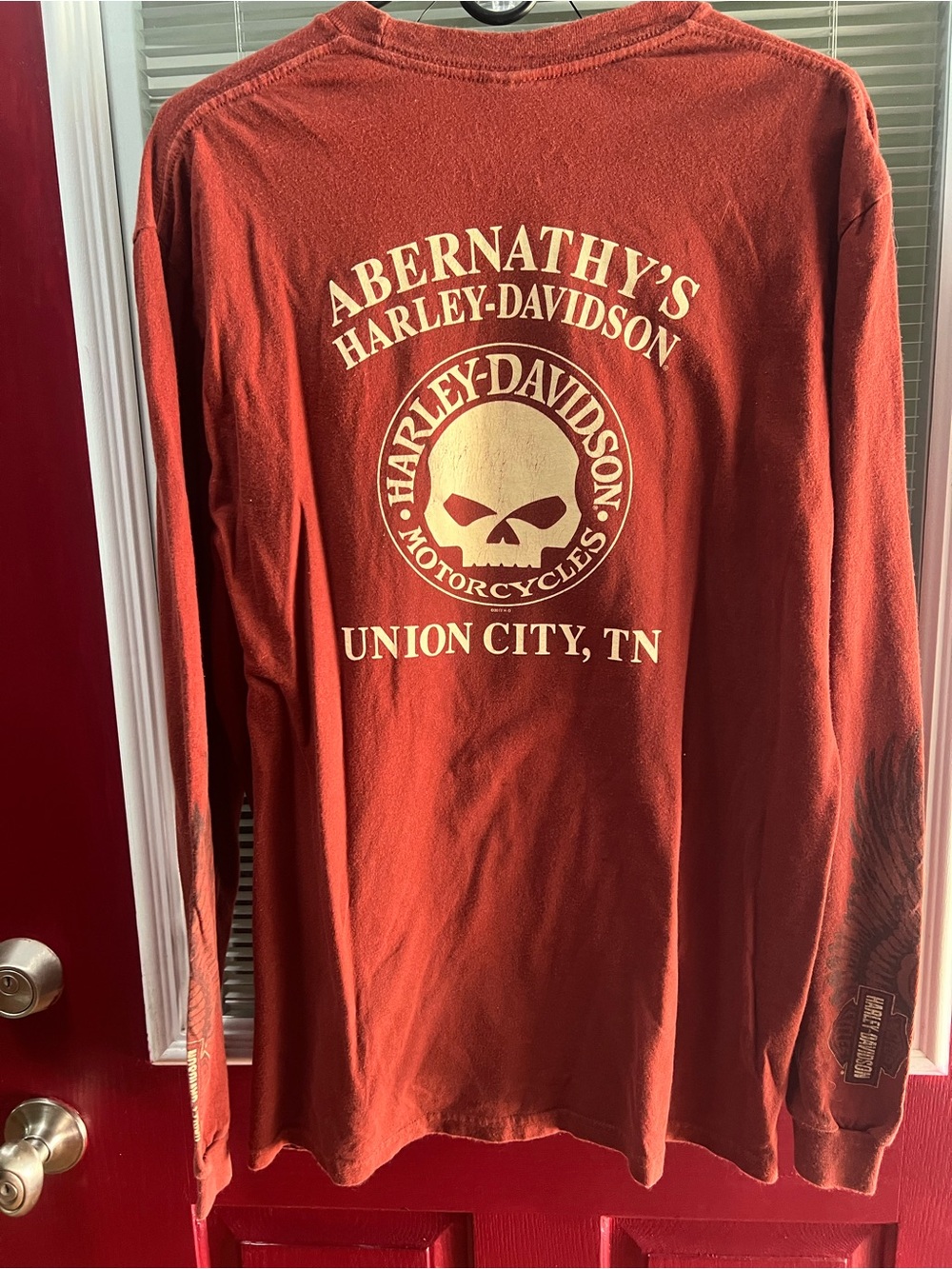 Harley-Davidson Rust Long Sleeve Shirt with Skull Logo Union City, TN